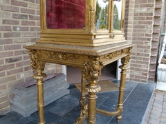 Louis 16  style Very nice gilded display cabinet with curved glass in gilded wood, France 1880