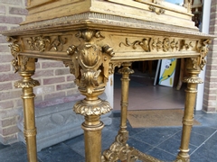 Louis 16  style Very nice gilded display cabinet with curved glass in gilded wood, France 1880