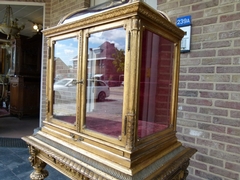 Louis 16  style Very nice gilded display cabinet with curved glass in gilded wood, France 1880