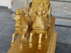 style mantel clock 'char de l'amour' in gilded bronze, France 1850