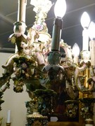 style Meissen porcelain lamp with putti,s and flowers, Germany early 19 century