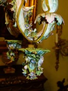 style Meissen porcelain lamp with putti,s and flowers, Germany early 19 century