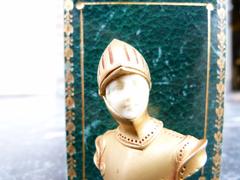 style Miniature buste of a warrior by Leroy in gilded metal and white face with stamp in original box, France 1900