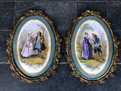 Napoleon 3 style A huge pair plates in Sevres porcelain and gilt bronze, France 1860