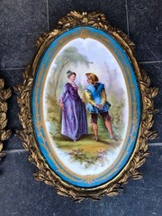 Napoleon 3 style A huge pair plates in Sevres porcelain and gilt bronze, France 1860