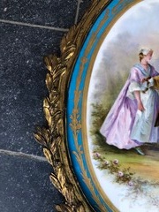 Napoleon 3 style A huge pair plates in Sevres porcelain and gilt bronze, France 1860