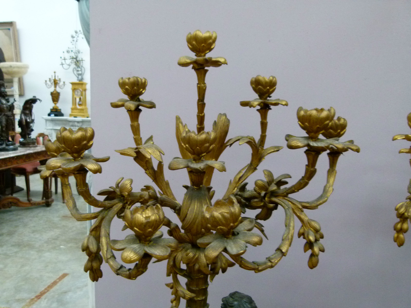 Napoleon 3 A large pair of gilded and patinated bronze candelabra by H.Picard