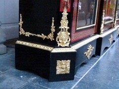 Napoleon 3 style Boulle 3 doors cabinet with tortoiseshell marquetry in ebonised wood,gilded bronze and marble top, France 1870