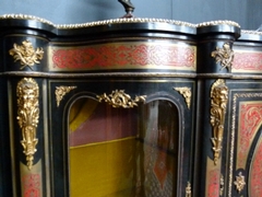 Napoleon 3 Boulle style Sideboard in ebonised wood and gilded bronzes, France 1880