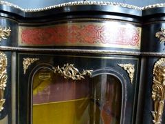 Napoleon 3 Boulle style Sideboard in ebonised wood and gilded bronzes, France 1880