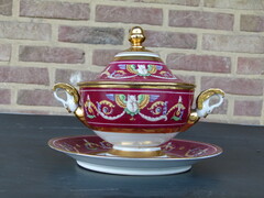 Napoleon 3 style Bowl and plate in porcelain, France 1880