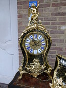 Napoleon 3 style Cartel clock with console with tortoise shell marquetry in gilded bronze , France 1870