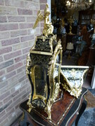 Napoleon 3 style Cartel clock with console with tortoise shell marquetry in gilded bronze , France 1870