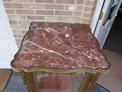 Napoleon 3 style Displaycabinet with vernis-matin in gilded wood,gilded bronze and marble top, France 1900