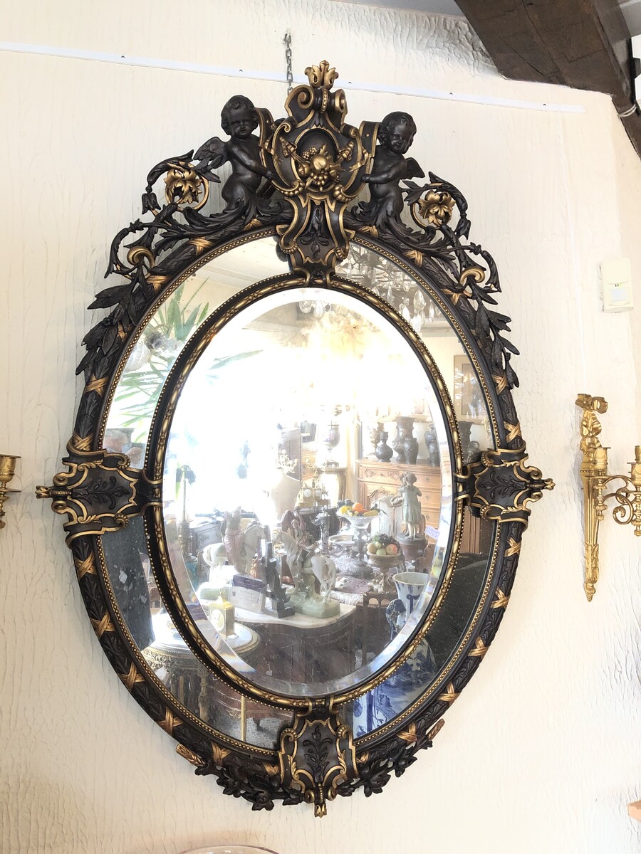 Napoleon 3 Huge oval mirror with putti,s
