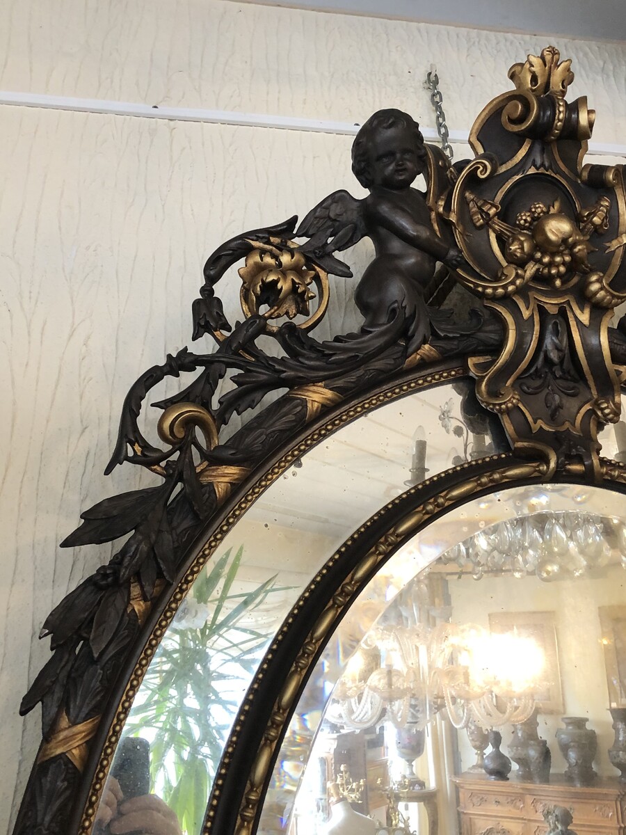 Napoleon 3 Huge oval mirror with putti,s