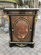 Napoleon 3 style One door Boulle cabinet with tortoiseshell marquetry in ebonesed wood and gilded bronze, France 1880