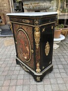 Napoleon 3 style One door Boulle cabinet with tortoiseshell marquetry in ebonesed wood and gilded bronze, France 1880