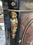 Napoleon 3 style One door Boulle cabinet with tortoiseshell marquetry in ebonesed wood and gilded bronze, France 1880