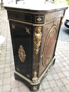 Napoleon 3 style One door Boulle cabinet with tortoiseshell marquetry in ebonesed wood and gilded bronze, France 1880