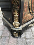 Napoleon 3 style One door Boulle cabinet with tortoiseshell marquetry in ebonesed wood and gilded bronze, France 1880