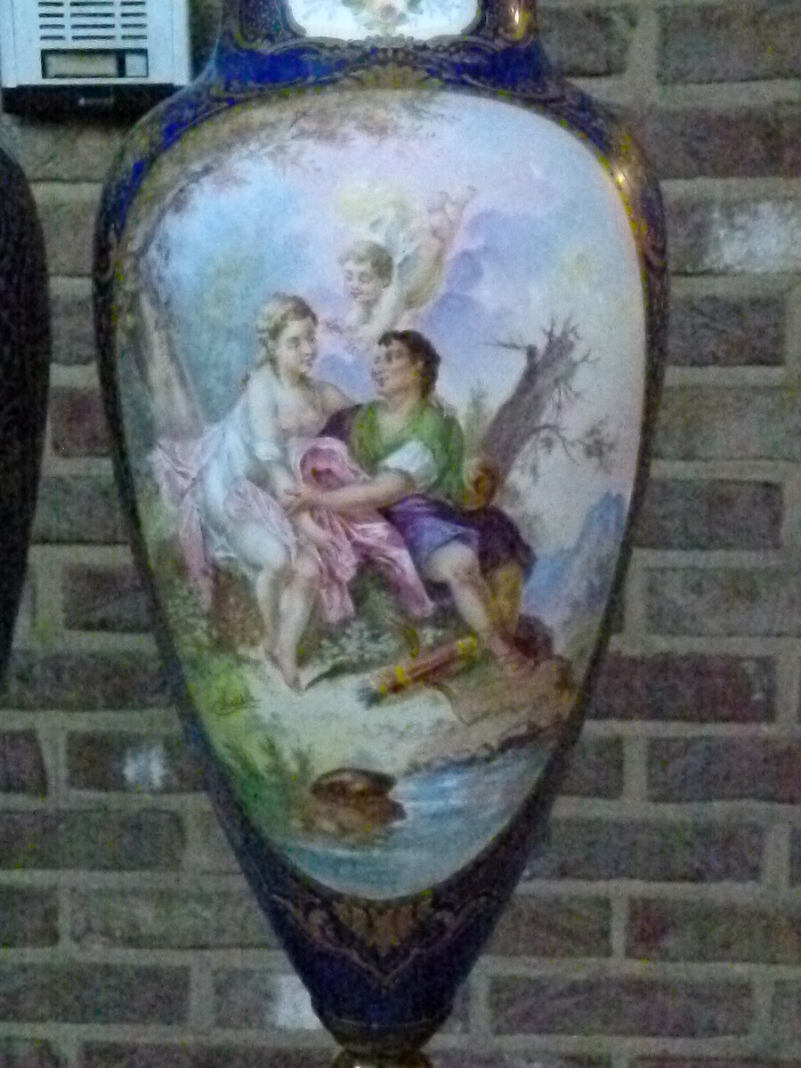 Napoleon 3 Pair Sevres style vases in porcelain de Parisby Jules Tieles