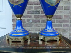 Napoleon 3 style Pair Sevres style vases in porcelain de Parisby Jules Tieles in porcelain , France 1870