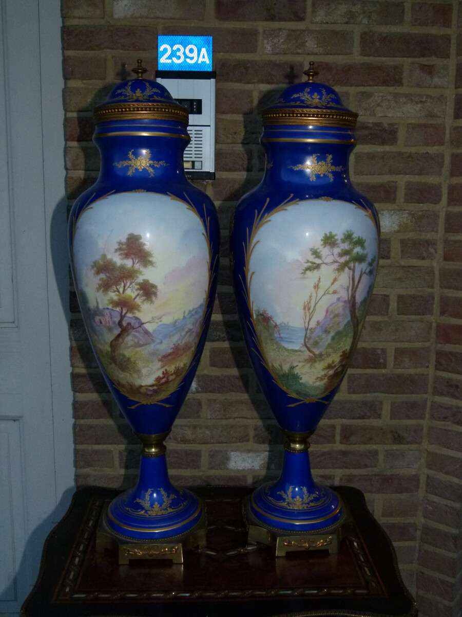 Napoleon 3 Pair Sevres style vases in porcelain de Parisby Jules Tieles