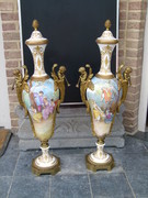 Napoleon 3 style Pair Sévres vases  in Sévres porcelain and gilded bronze, France 1880