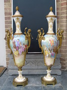 Napoleon 3 style Pair Sévres vases  in Sévres porcelain and gilded bronze, France 1880