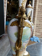 Napoleon 3 style Pair Sévres vases  in Sévres porcelain and gilded bronze, France 1880