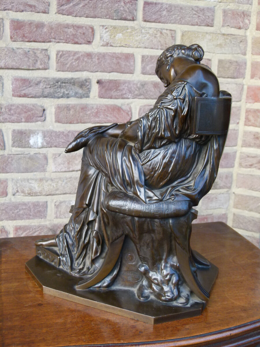 Napoleon 3 Sculpture of a sleeping lady by J. Cavelier and Barbedienne foundry stamp