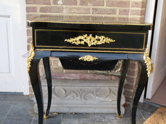 Napoleon 3 style Sewing table  in ebonesed wood and gilded bronze, France 1880