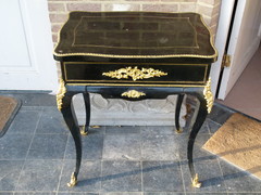 Napoleon 3 style Sewing table  in ebonesed wood and gilded bronze, France 1880