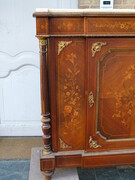 Napoleon 3 style Sideboard with flowers marquetry in different woods  , France 1880