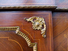 Napoleon 3 style Sideboard with flowers marquetry in different woods  , France 1880