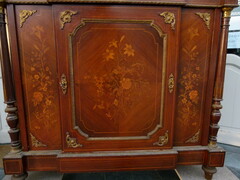 Napoleon 3 style Sideboard with flowers marquetry in different woods  , France 1880