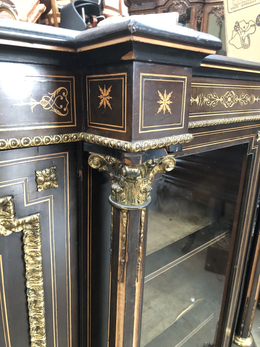 Napoleon 3 Sideboard with Sevres porcelain plate ,marquetry and gilded bronze