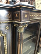 Napoleon 3 style Sideboard with Sevres porcelain plate ,marquetry and gilded bronze  in ebonised wood, France 1870