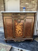 Napoleon 3 style Very high quality side board with marqetry and gilt bronze in different woods, France 1870