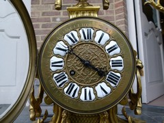 Napoleon III style 3 pieces clockset in gilded bronze, France 1880