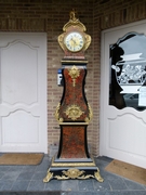 Napoleon III style Boulle Marquetry Inlaid Bombe Long Case grandfather Clock in tortoiseshell,gilded bronzes and ebonised wood, France 1870