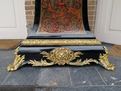 Napoleon III style Boulle Marquetry Inlaid Bombe Long Case grandfather Clock in tortoiseshell,gilded bronzes and ebonised wood, France 1870