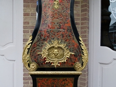 Napoleon III style Boulle Marquetry Inlaid Bombe Long Case grandfather Clock in tortoiseshell,gilded bronzes and ebonised wood, France 1870