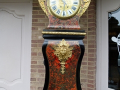 Napoleon III style Boulle Marquetry Inlaid Bombe Long Case grandfather Clock in tortoiseshell,gilded bronzes and ebonised wood, France 1870