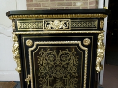 Napoleon III style Boulle style 1 door cabinet in ebonised wood,gilt bronze,black marble and tortoiseshell, France 1870