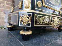 Napoleon III style Boulle style 1 door cabinet in ebonised wood,gilt bronze,black marble and tortoiseshell, France 1870