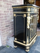 Napoleon III style Boulle style 1 door cabinet in ebonised wood,gilt bronze,black marble and tortoiseshell, France 1870