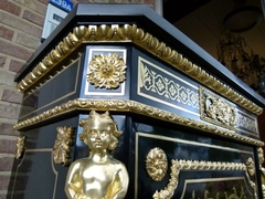 Napoleon III style Boulle style 1 door cabinet in ebonised wood,gilt bronze,black marble and tortoiseshell, France 1870