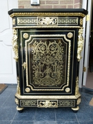 Napoleon III style Boulle style 1 door cabinet in ebonised wood,gilt bronze,black marble and tortoiseshell, France 1870